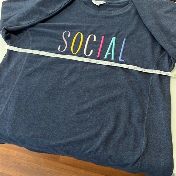 Wildfox "Social" Sweatshirt Blue Super Soft Sz L - Picture 6 of 11